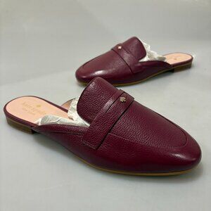 Kate Spade NY 10 B Caelyn Burgundy Red Pebbled Leather Slides Flats